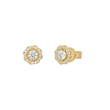 Hearts On Fire Hearts On Fire Lorelei 18K Yellow Gold Diamond Halo Stud Earrings by The Solist | Thumbnail 1