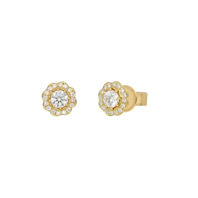 Hearts On Fire Hearts On Fire Lorelei 18K Yellow Gold Diamond Halo Stud Earrings by The Solist