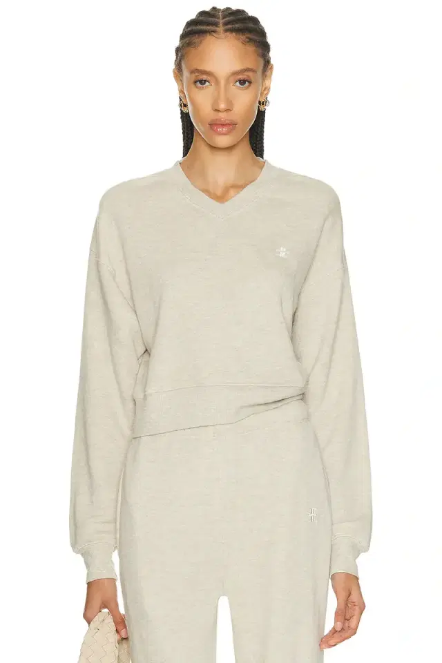 Eterne Cropped V-Neck Sweatshirt