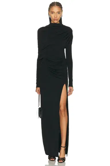 Lapointe Jersey Asymmetrical Shawl Draped Gown | Thumbnail 1 Lapointe Jersey Asymmetrical Shawl Draped Gown | Thumbnail 1