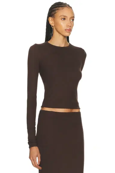 ÉTERNE Long Sleeve Fitted Top | Thumbnail 2