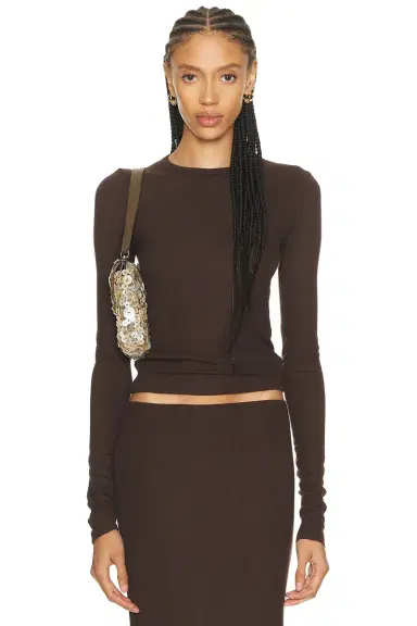ÉTERNE Long Sleeve Fitted Top | Thumbnail 1