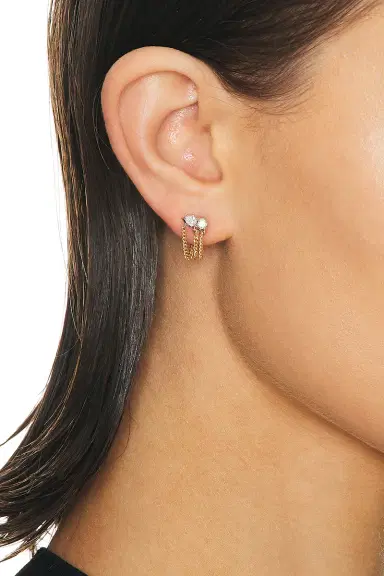 Jade Trau Posey Two Tone Chain Loop Earrings | Thumbnail 2