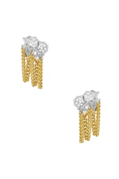 Jade Trau Posey Two Tone Chain Loop Earrings | Thumbnail 1