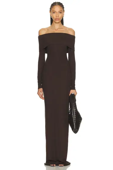 ÉTERNE Long Sleeve Off Shoulder Maxi Dress | Thumbnail 1