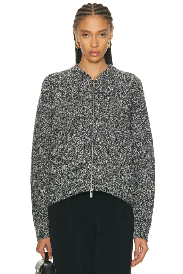 Helmut Lang Marled Zip Up Sweater