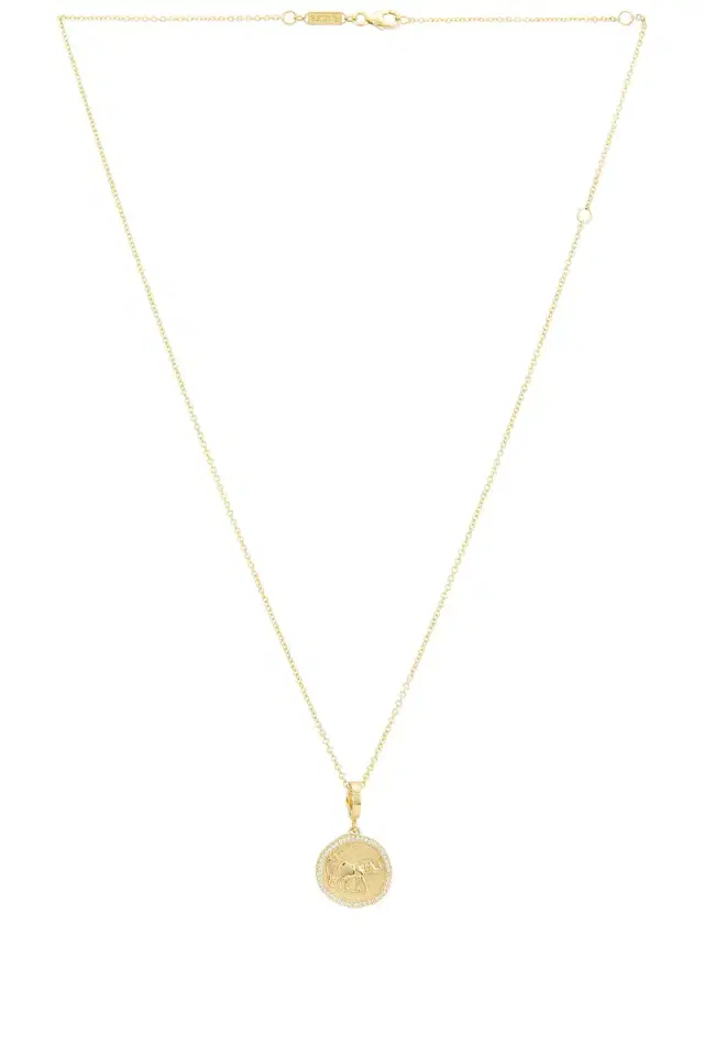 AZLEE Elefante Small Pave Coin Necklace