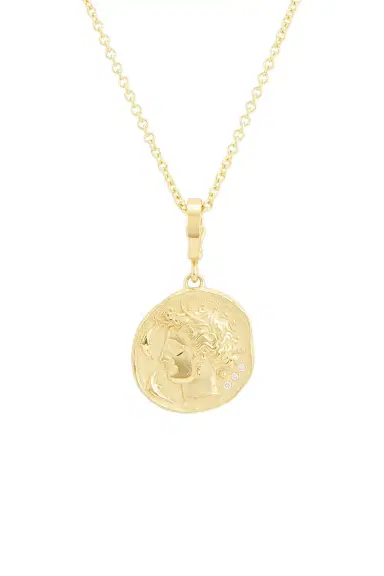 Azlee Goddess Small Diamond Coin Necklace | Thumbnail 2 Azlee Goddess Small Diamond Coin Necklace | Thumbnail 2