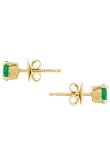 AZLEE Oval Emerald Stud Earrings | Thumbnail 2