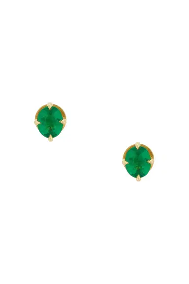 AZLEE Oval Emerald Stud Earrings | Thumbnail 1