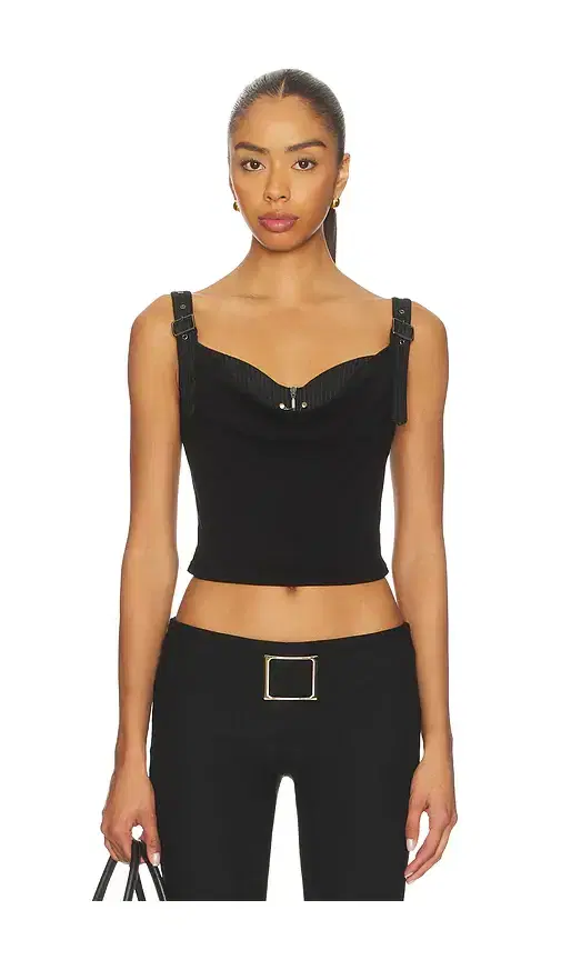 MARRKNULL Printed Pleated Corset Top
