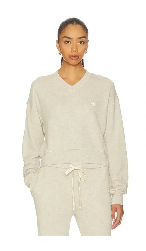 Cropped V-neck Sweatshirt