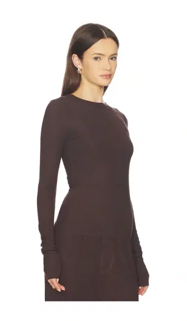 ÉTERNE Long Sleeve Fitted Top | Thumbnail 2