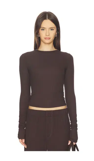 ÉTERNE Long Sleeve Fitted Top | Thumbnail 1