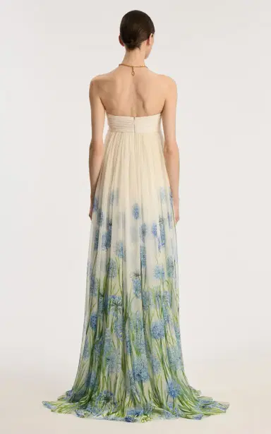 Oscar de la Renta Allium-Printed Silk-Chiffon Gown | Thumbnail 4