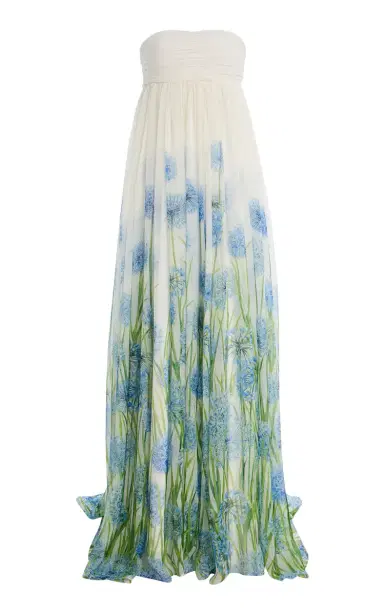 Oscar de la Renta Allium-Printed Silk-Chiffon Gown | Thumbnail 8