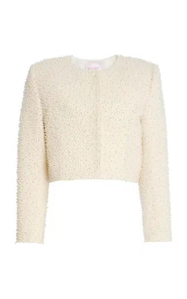 Carolina Herrera Embellished Bi-Stretch Wool Tailoring Cropped Jacket | Thumbnail 2