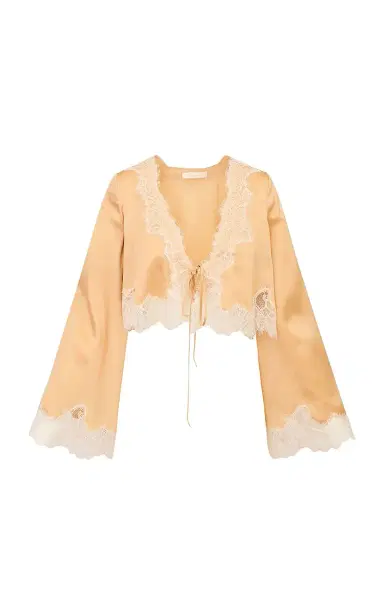 LoveShackFancy Kately Silk Blend Cropped Top | Thumbnail 1
