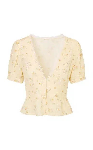 LoveShackFancy Bondy Lace Crepe Top | Thumbnail 1