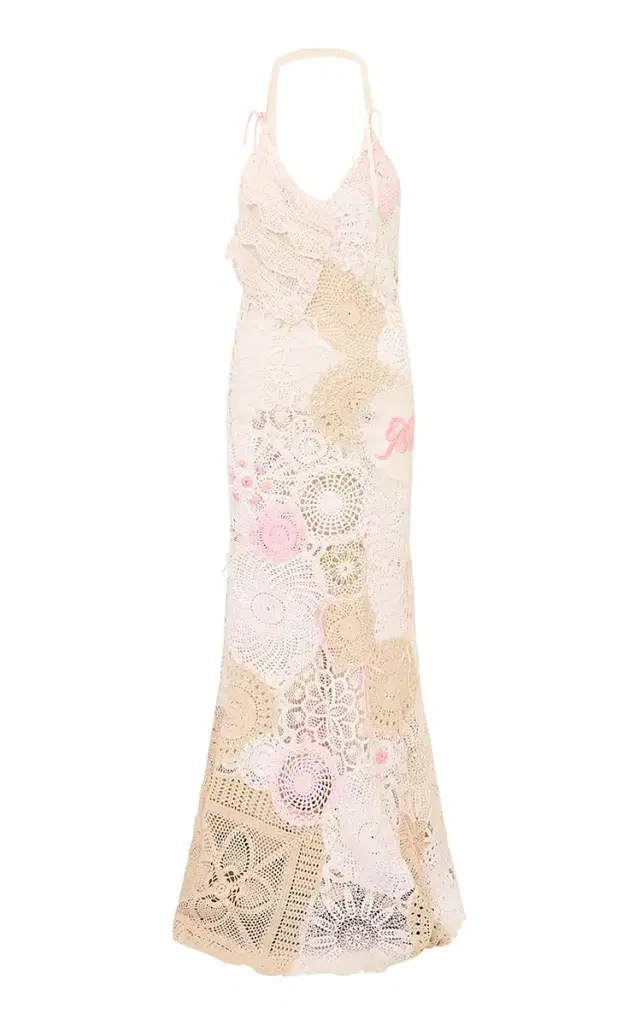 LoveShackFancy Adalita Patchwork Cotton Crochet Dress