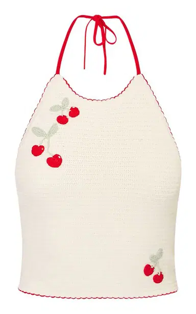 LoveShackFancy Avanyah Cherry Crochet Top | Thumbnail 3