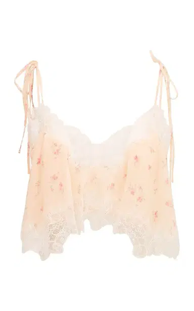 LoveShackFancy Elysia Silk Blend Cropped Top | Thumbnail 1