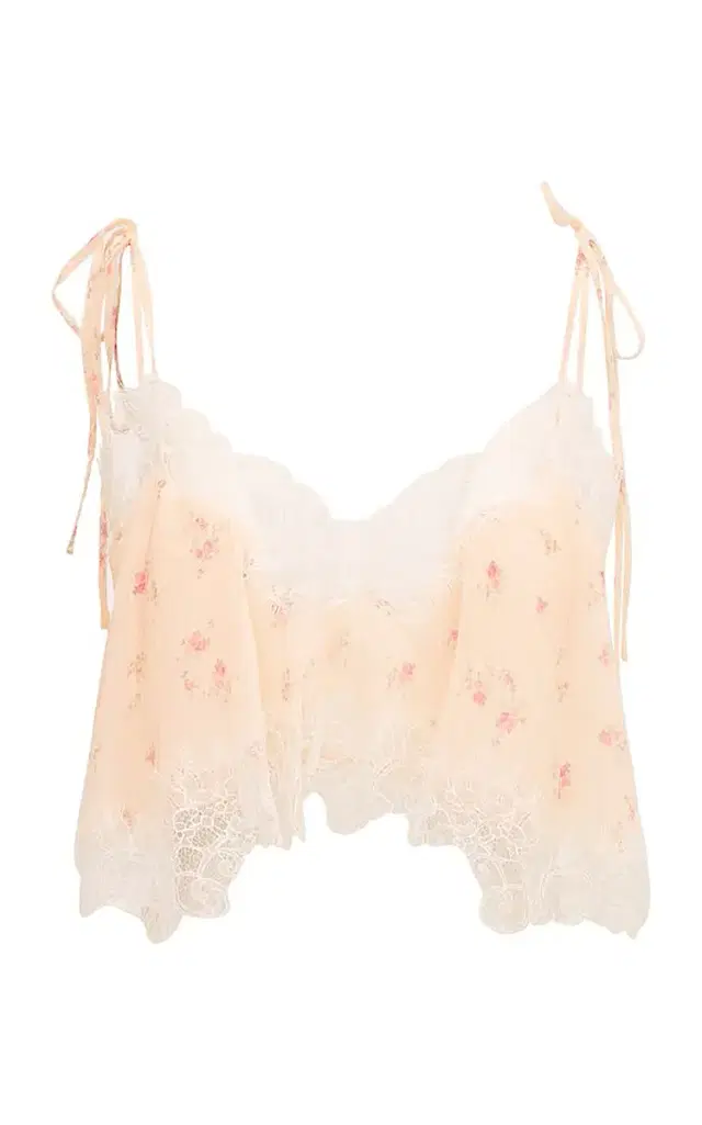 LoveShackFancy Elysia Silk Blend Cropped Top