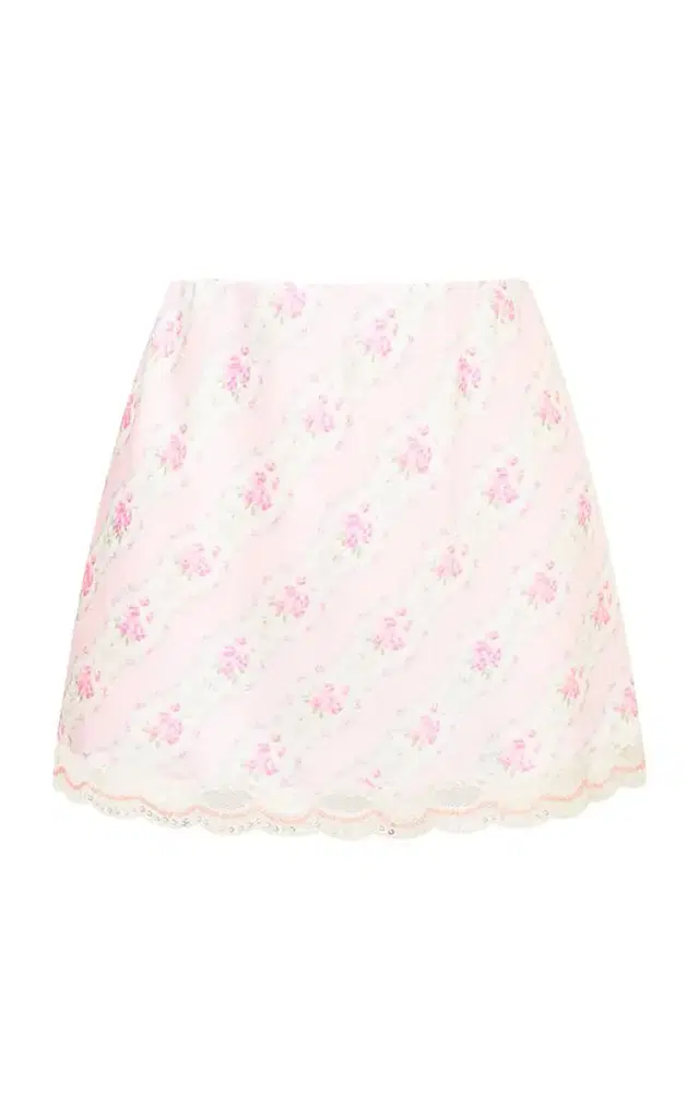 LoveShackFancy Bernes Floral Satin Mini Skirt