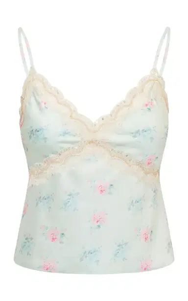 LoveShackFancy Lamora Floral Satin Top | Thumbnail 1