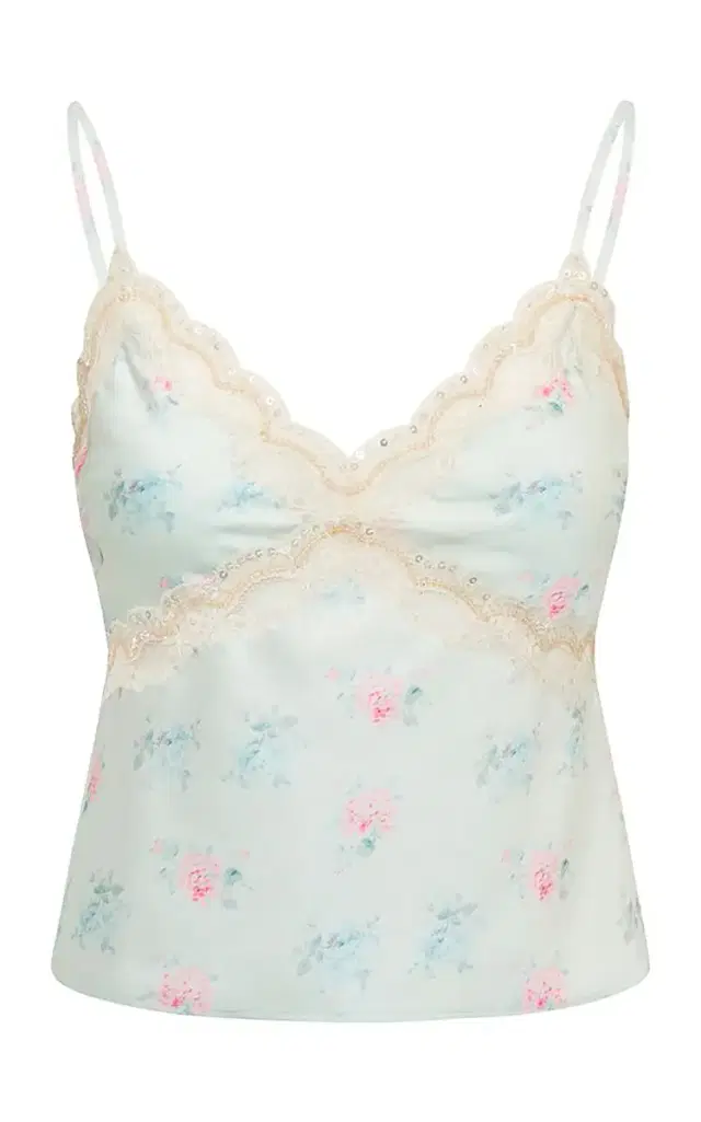 LoveShackFancy Lamora Floral Satin Top