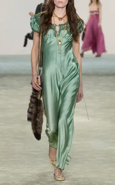 Chloé Lace-Trimmed Silk Satin Maxi Dress | Thumbnail 2