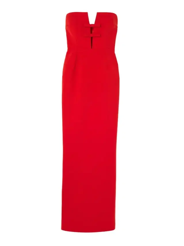 Noa Strapless Bow-embellished Crepe Gown
