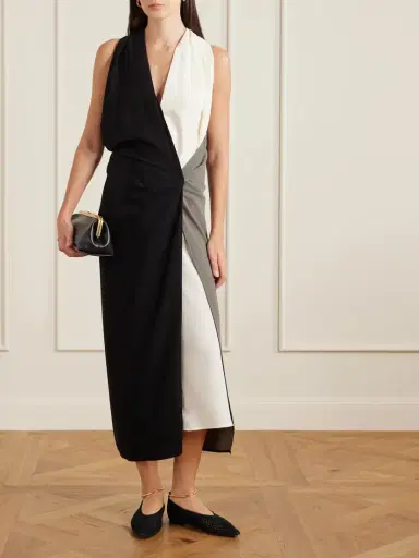 Proenza Schouler Elsa Ruched Color-block Crepe Midi Dress | Thumbnail 2
