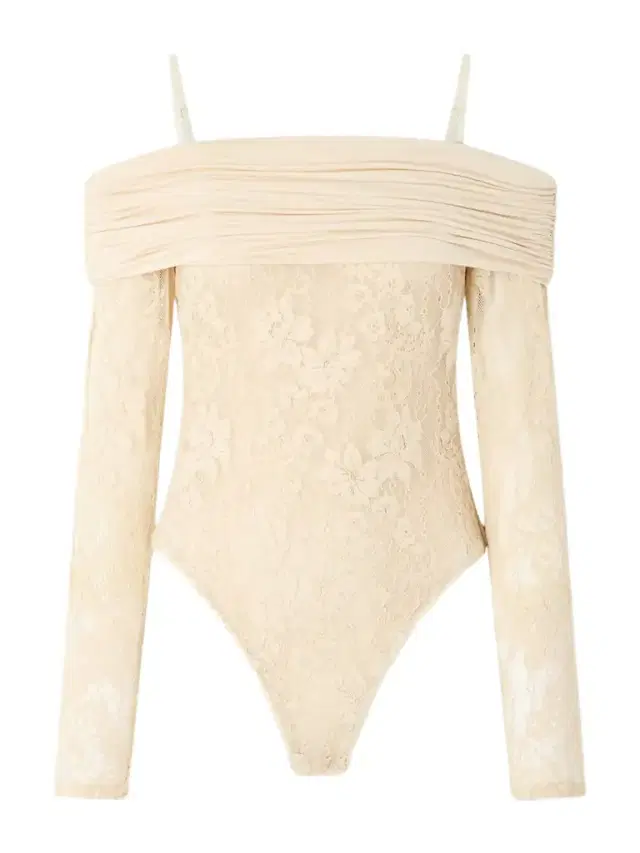 Off-the-shoulder Ruched Jersey And Stretch-lace Bodysuit