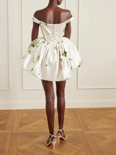 Vivienne Westwood Bagatelle Off-the-shoulder Gathered Floral-print Duchesse Silk-satin Mini Dress | Thumbnail 3