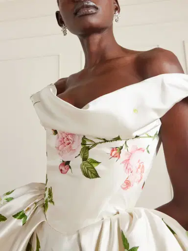 Vivienne Westwood Bagatelle Off-the-shoulder Gathered Floral-print Duchesse Silk-satin Mini Dress | Thumbnail 4