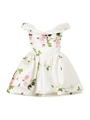 Vivienne Westwood Bagatelle Off-the-shoulder Gathered Floral-print Duchesse Silk-satin Mini Dress | Thumbnail 1