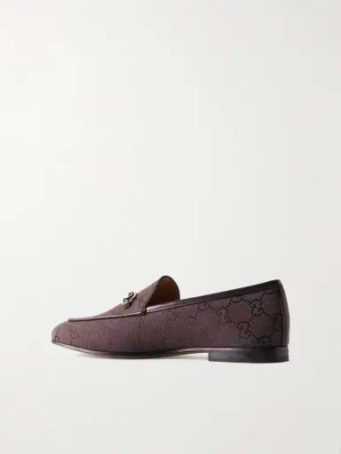 Gucci Jordaan Horsebit-detailed Leather-trimmed Canvas-jacquard Loafers | Thumbnail 3 Gucci Jordaan Horsebit-detailed Leather-trimmed Canvas-jacquard Loafers | Thumbnail 3