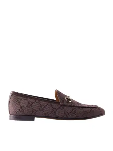 Gucci Jordaan Horsebit-detailed Leather-trimmed Canvas-jacquard Loafers | Thumbnail 1 Gucci Jordaan Horsebit-detailed Leather-trimmed Canvas-jacquard Loafers | Thumbnail 1