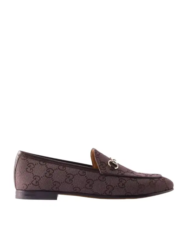 Jordaan Horsebit-detailed Leather-trimmed Canvas-jacquard Loafers
