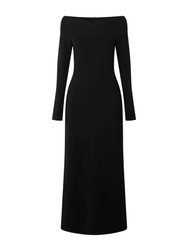 Off-the-shoulder Knitted Midi Dress