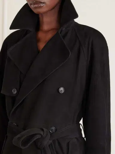 Balenciaga Double-breasted Belted Suede Trench Coat | Thumbnail 4