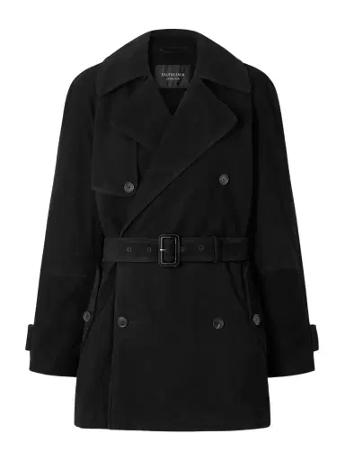 Balenciaga Double-breasted Belted Suede Trench Coat | Thumbnail 1