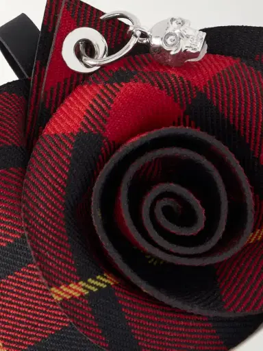 McQueen Silver-tone Checked Jacquard Bag Charm | Thumbnail 4