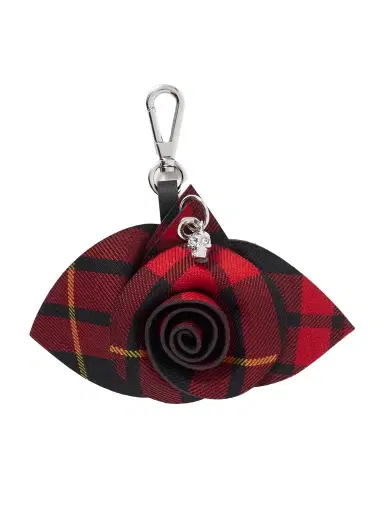 McQueen Silver-tone Checked Jacquard Bag Charm | Thumbnail 1