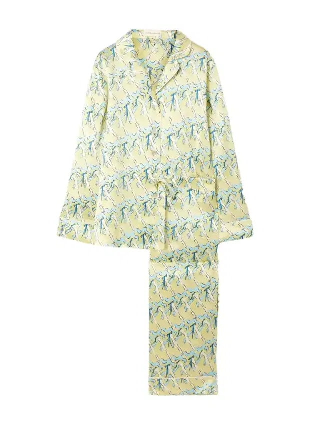 Lila Printed Silk-satin Pajama Set