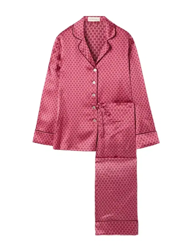 Lila Printed Silk-satin Pajama Set
