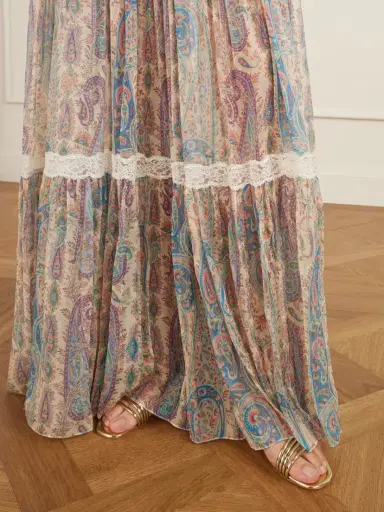 Etro Tiered Lace-trimmed Paisley-print Silk-crepon Maxi Skirt | Thumbnail 5