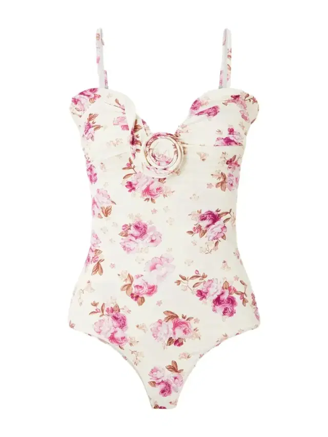 Embellished Gathered Floral-print Swimsuit