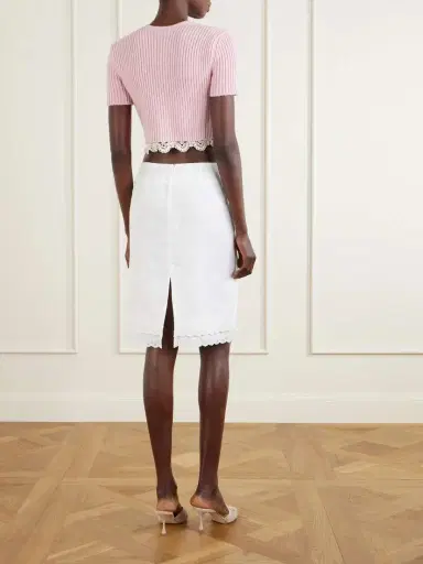 Magda Butrym Lace-trimmed Cotton And Linen-blend Mini Skirt | Thumbnail 3 Magda Butrym Lace-trimmed Cotton And Linen-blend Mini Skirt | Thumbnail 3